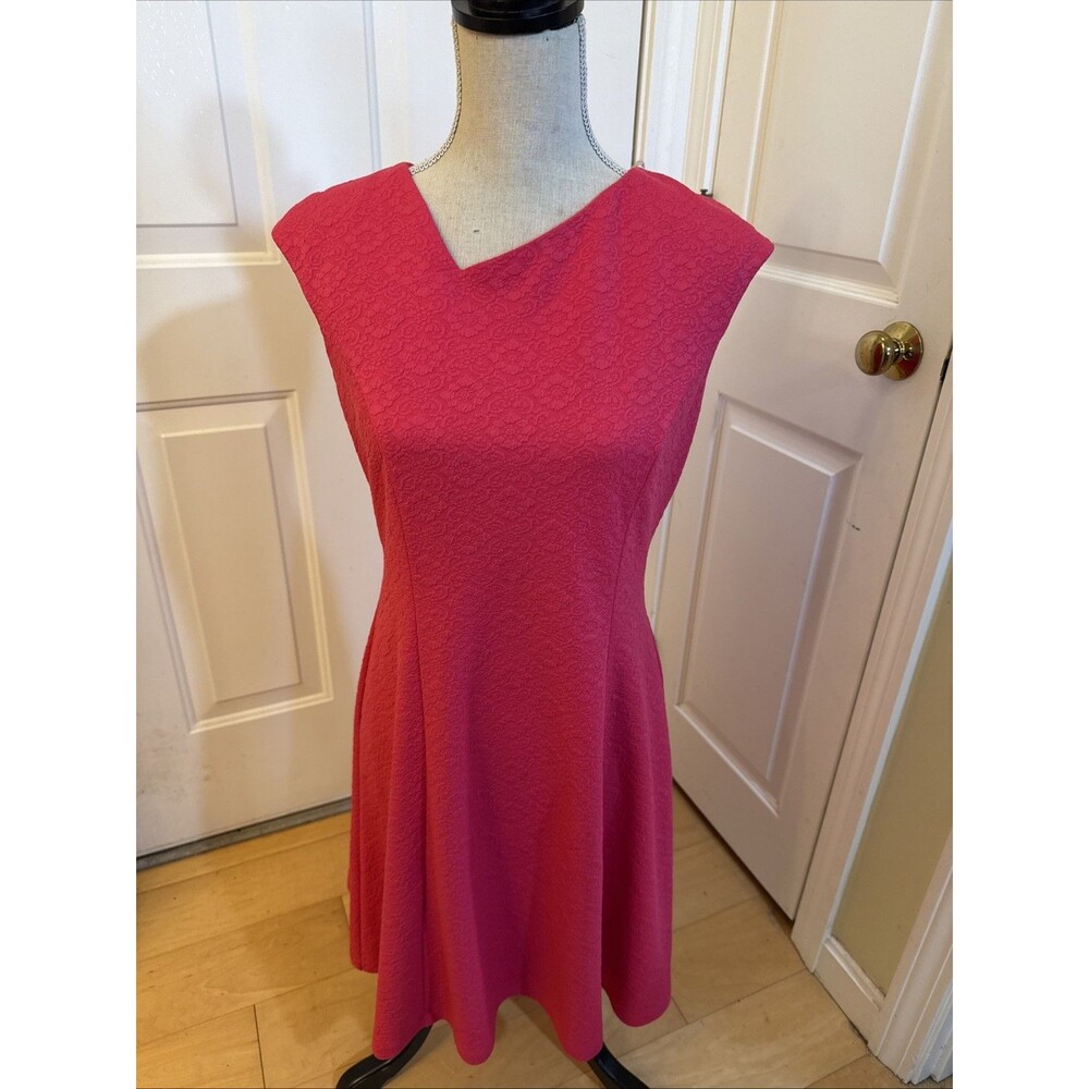 Y2K ASYMMETRICAL HOT PINK london Times Pink Fit And Flare Dress Womens Size 8